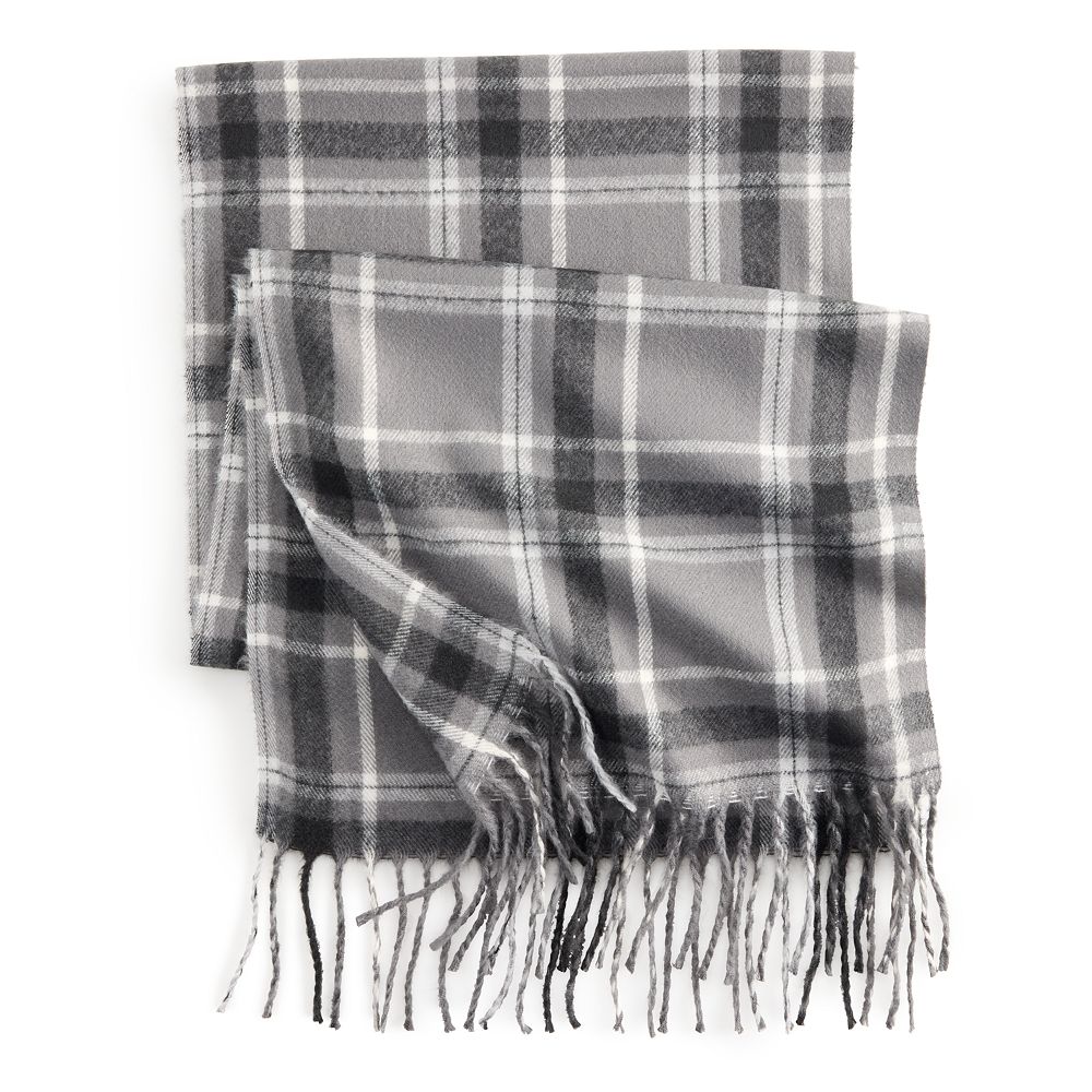 

Мужской шарф в клетку Sonoma Goods For Life с начесом, цвет Grey Plaid