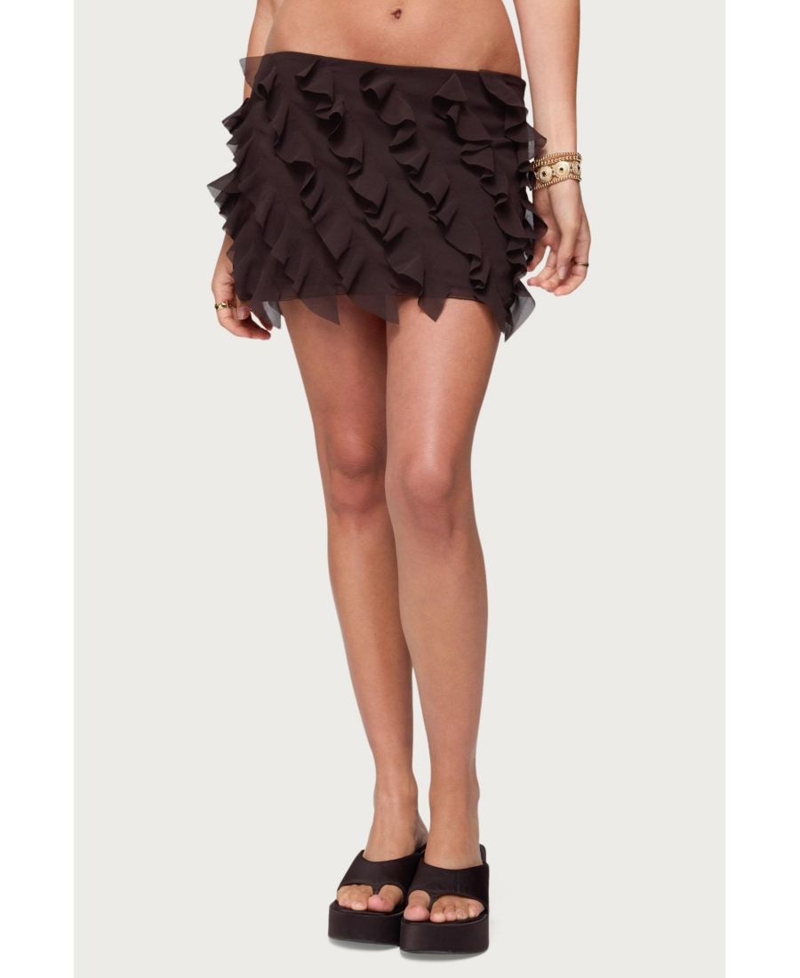 

Женская мини-юбка Clare из шифона с оборками Edikted, Brown