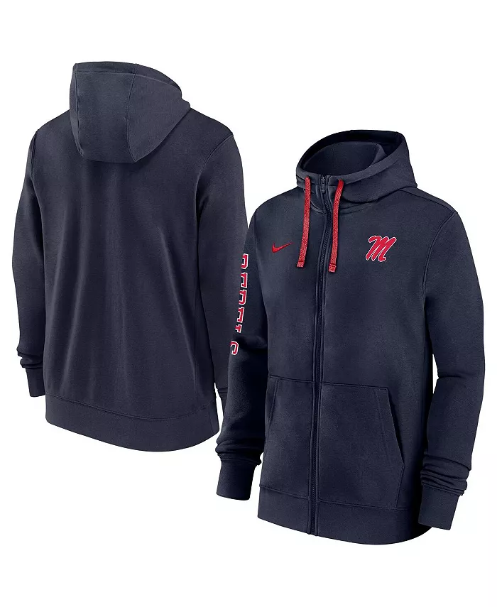 

Мужская толстовка с капюшоном Ole Miss Rebels 2024/25 Sideline Club Fleece, цвет navy Nike