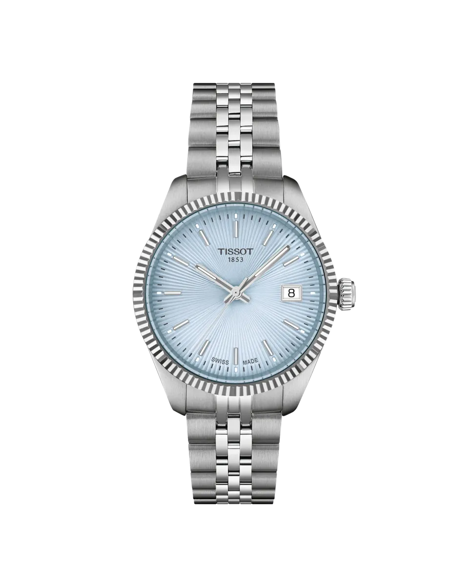 

Женские кварцевые часы Ballade из стали с синим циферблатом Tissot, серебряный