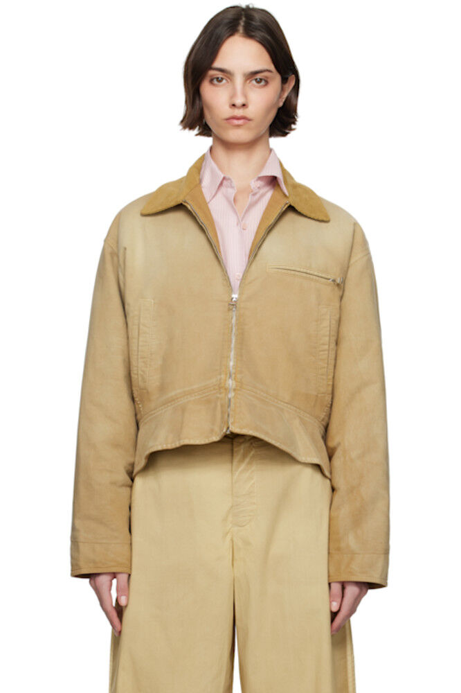 

Бежевая рабочая куртка с закругленным подолом JW Anderson