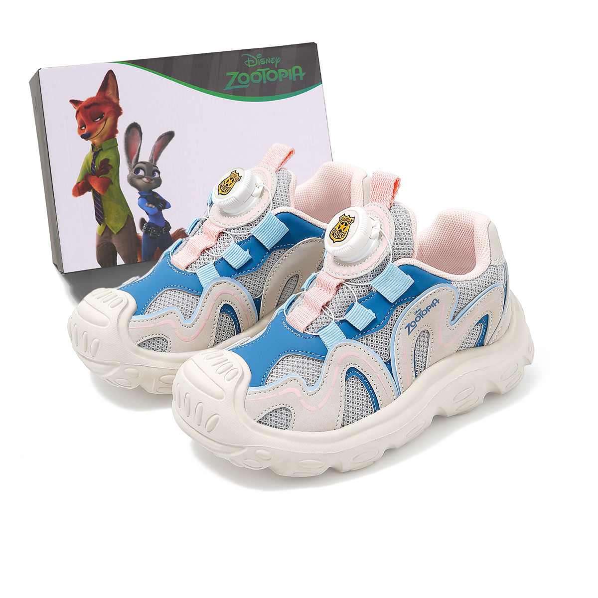 

Скользоустойчивые противоударные амортизирующие износостойкие низкие детские повседневные кроссовки Kids' Disney, бежевый/синий