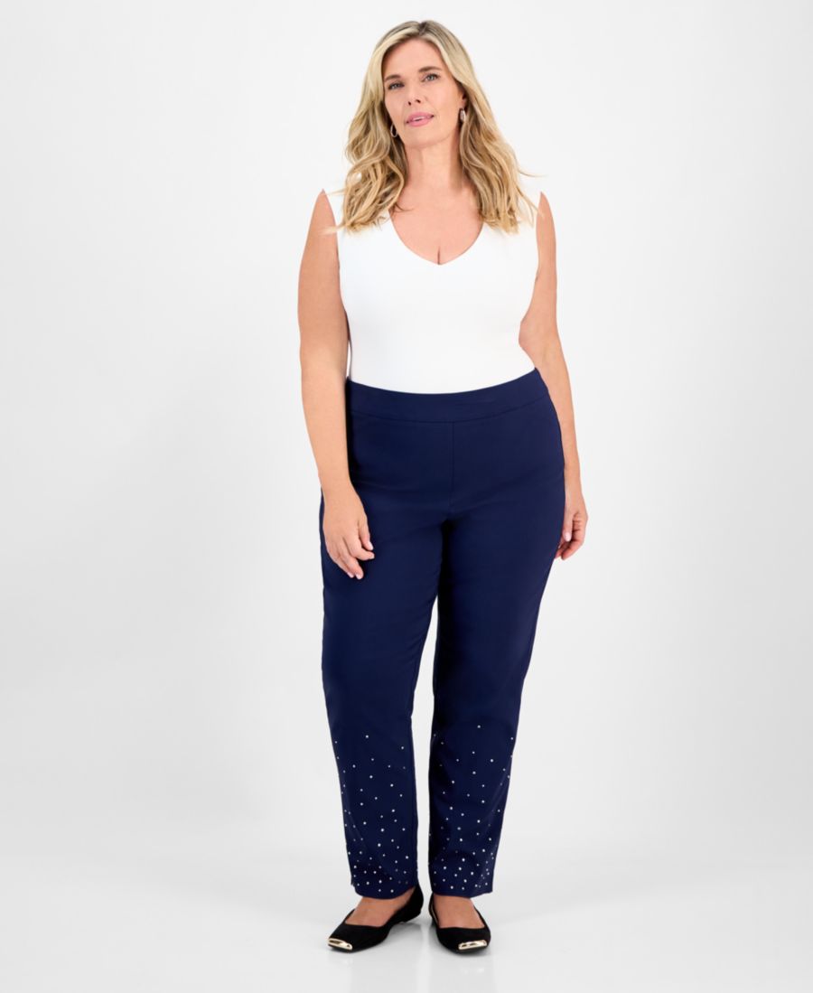 

Брюки-поло Кембридж, украшенные стразами и жемчугом JM Collection, Intrepid Blue