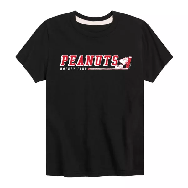 

Футболка с принтом хоккейного клуба Peanuts Snoopy для мальчиков 8-20 лет Licensed Character, черный