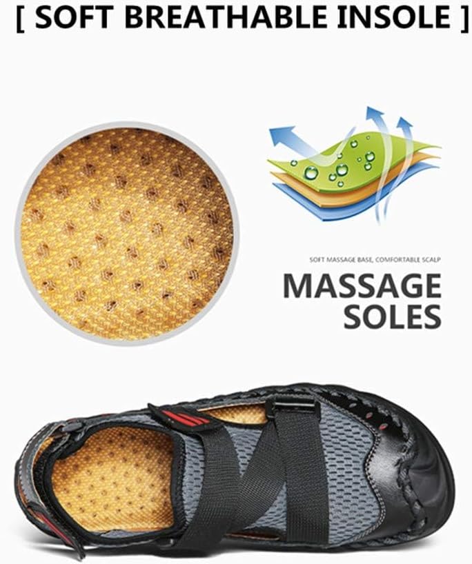 Мужские летние сандалии Asifn с закрытым носком, дышащие резиновые повседневные легкие тапочки, пляжная обувь на плоской подошве, водонепроницаемые, коричневый — фото 4
