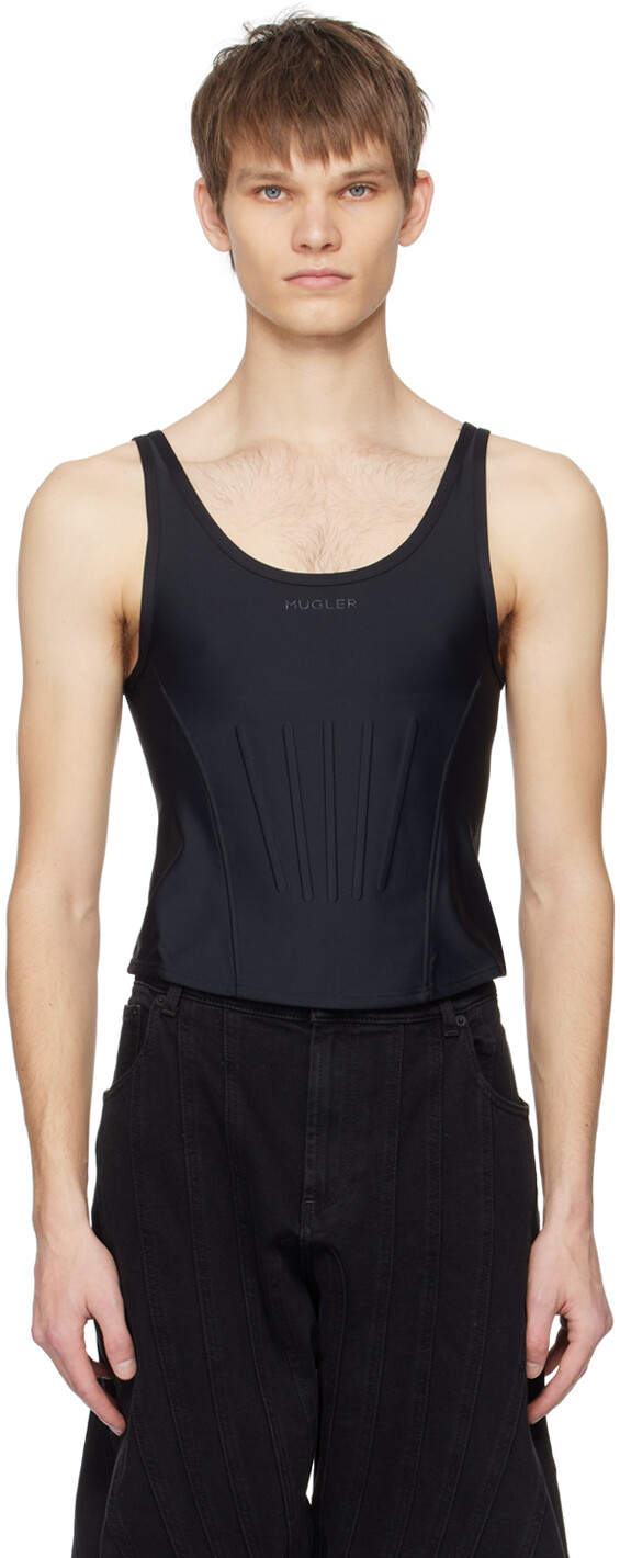 

Черная майка с корсетом Mugler