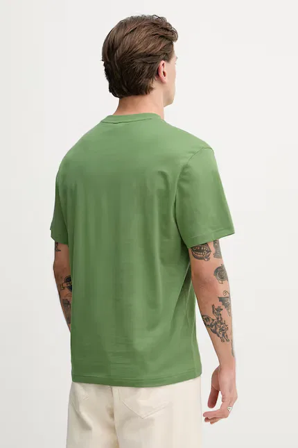 Футболка мужская Lacoste базовая, 100% хлопок, зеленый — фото 3