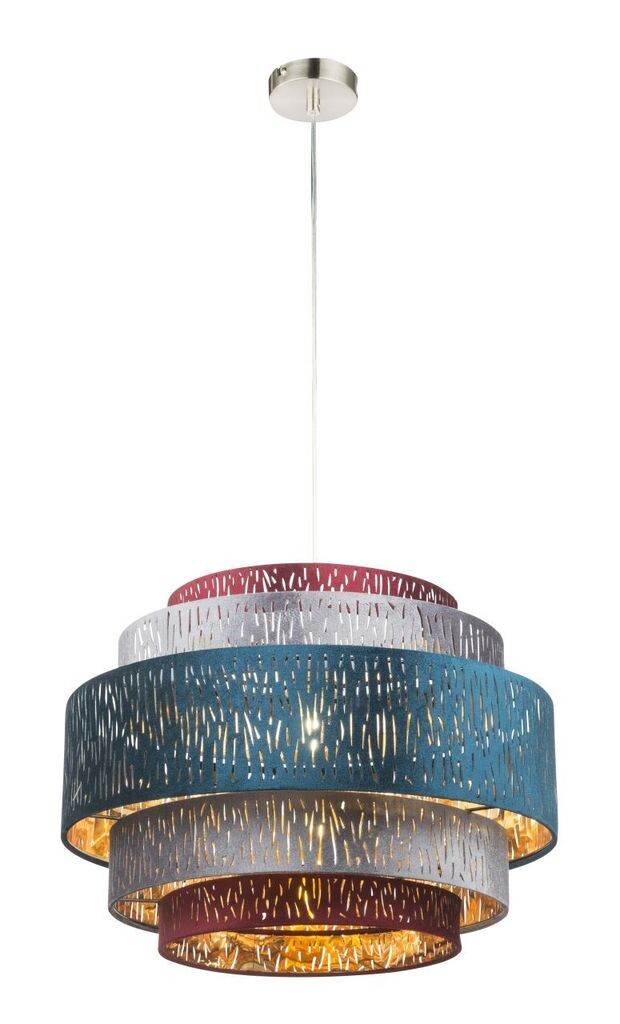

Подвесной светильник Globo Lighting, металлический, черный, бархатный, высоту можно укоротить, ø: 500 мм, В: 1400 мм, без 1x E27 60 Вт 230 В., серебро