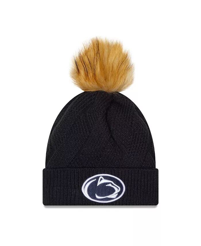 

Женская темно-синяя вязаная шапка Penn State Nittany Lions Snowy с манжетами и помпоном New Era