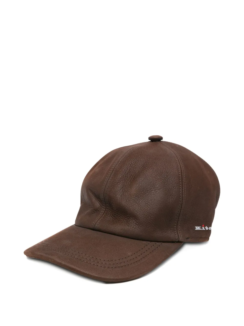 

Бейсболка из кожи с вышитым логотипом Kiton, коричневый