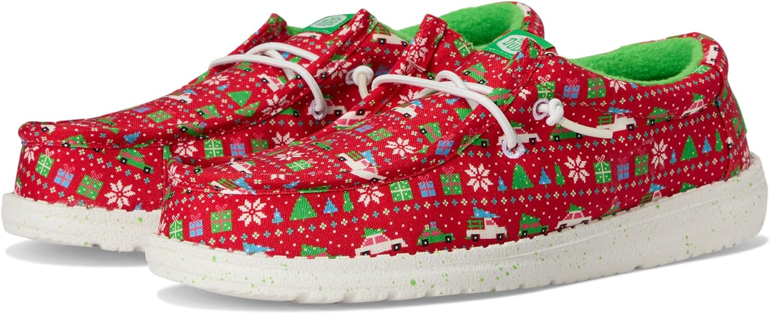 

Туфли HEYDUDE Mens Wally Holiday Sweater (Little Kid/Big Kid), красный/зеленый