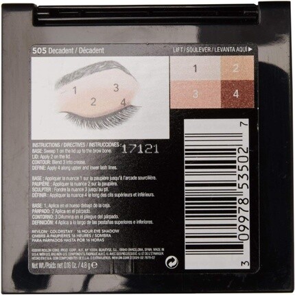 Revlon ColorStay 16-часовые тени для век Quad с двусторонней кистью-аппликатором Стойкий интенсивный цвет Гладкий макияж глаз для дня и ночи 505 Decadent — фото 2