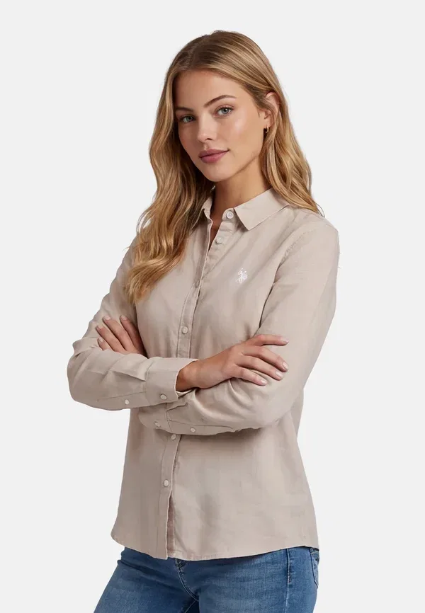 Блуза Usbellaa button down U.S. Polo Assn., бежевый — фото 2