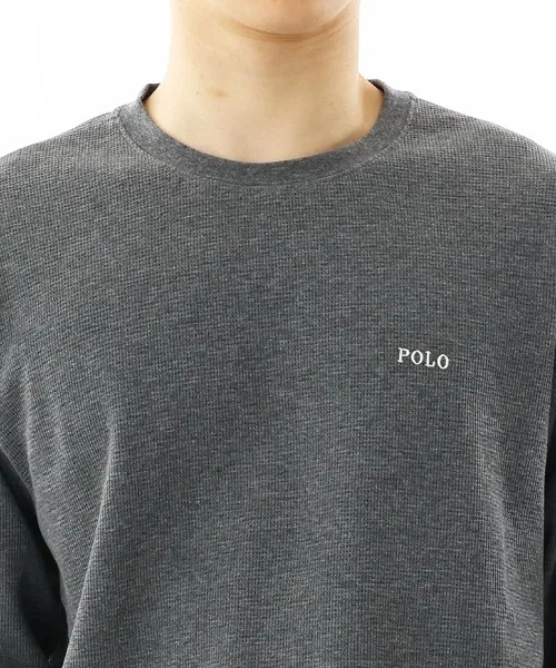 Унисекс футболка с длинным рукавом Polo Ralph Lauren вафельная тёмно-синяя — фото 3