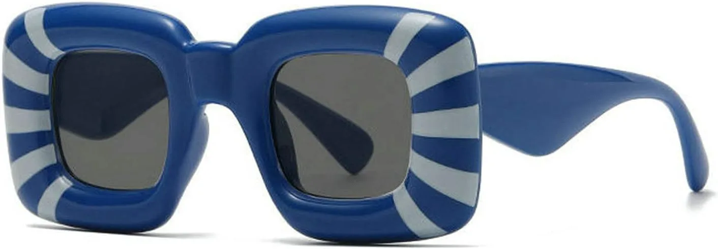 

COTIA Милые толстые квадратные солнцезащитные очки для женщин и мужчин, модные, в стиле хип-хоп, с оправой в стиле Y2K, забавные солнцезащитные очки, Blue