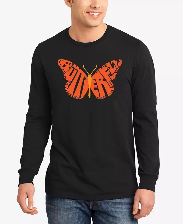

Butterfly — мужская футболка с длинным рукавом Word Art LA Pop Art, черный