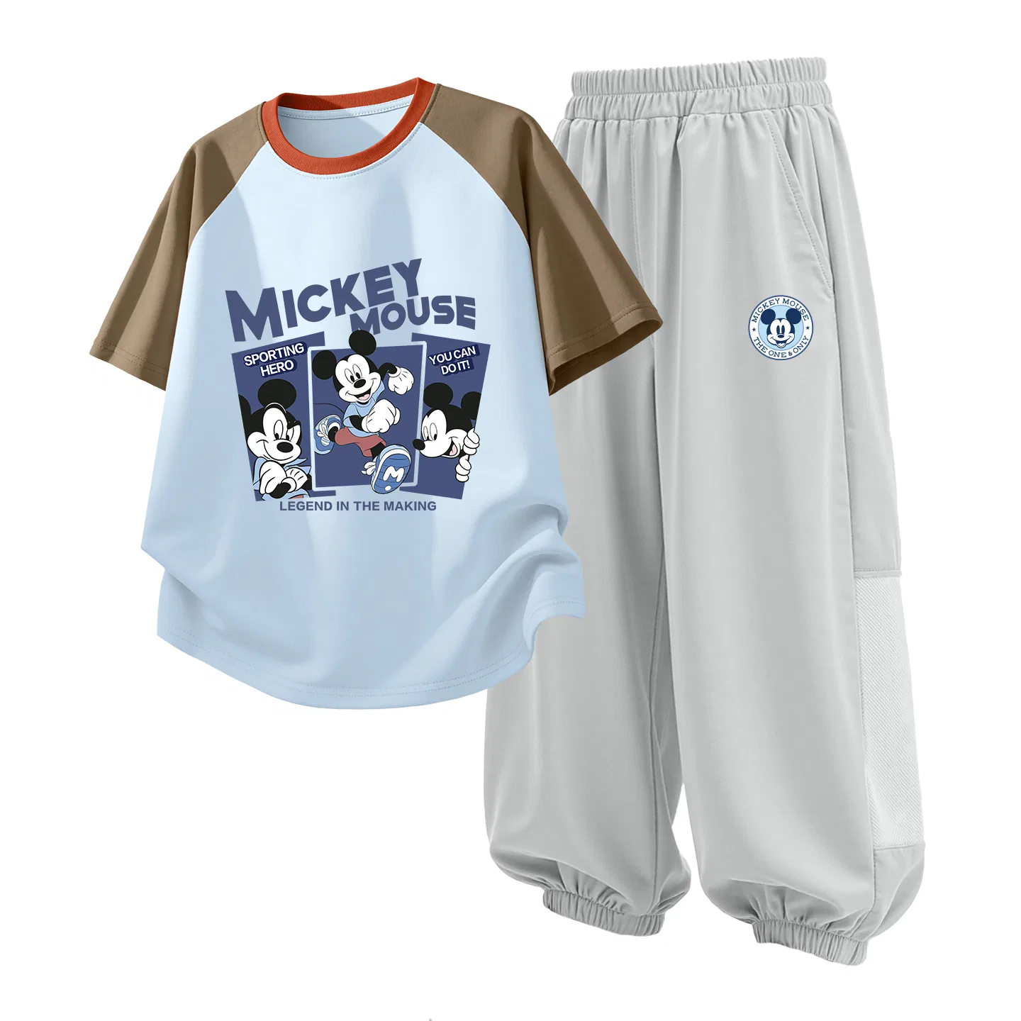 Детский спортивный костюм Casual Sportswear 2 Piece Set Disney, Happy Coffee Blue+Di Round Logo Mickey Mouse Misty Mountain Gray