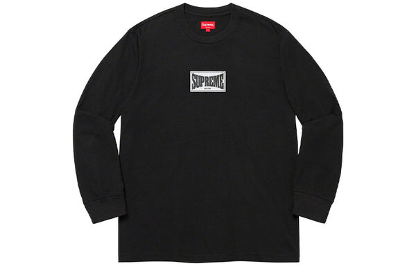 

Свитер woven label l/s top 'black white' Supreme, черный