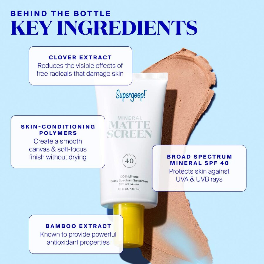 Миниатюрный минеральный матирующий солнцезащитный крем SPF 40 Supergoop!, .68 oz /20 mL — фото 4