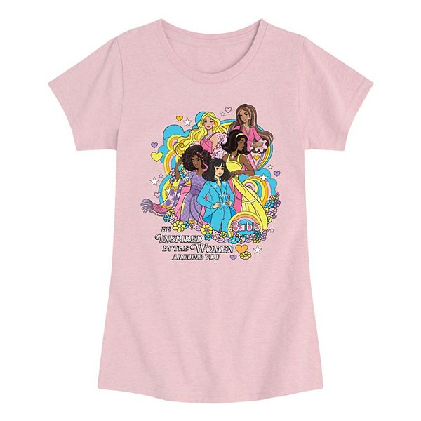 

Футболка с принтом для девочек 7-16 лет be inspired by the women around you Barbie, Heather Pink