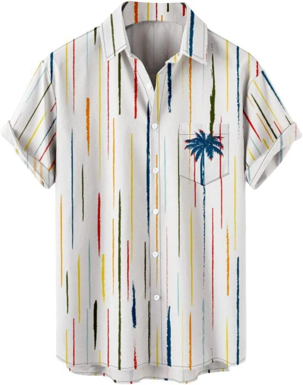 Мужская летняя рубашка с коротким рукавом Casual Button Down, принт Tie Dye