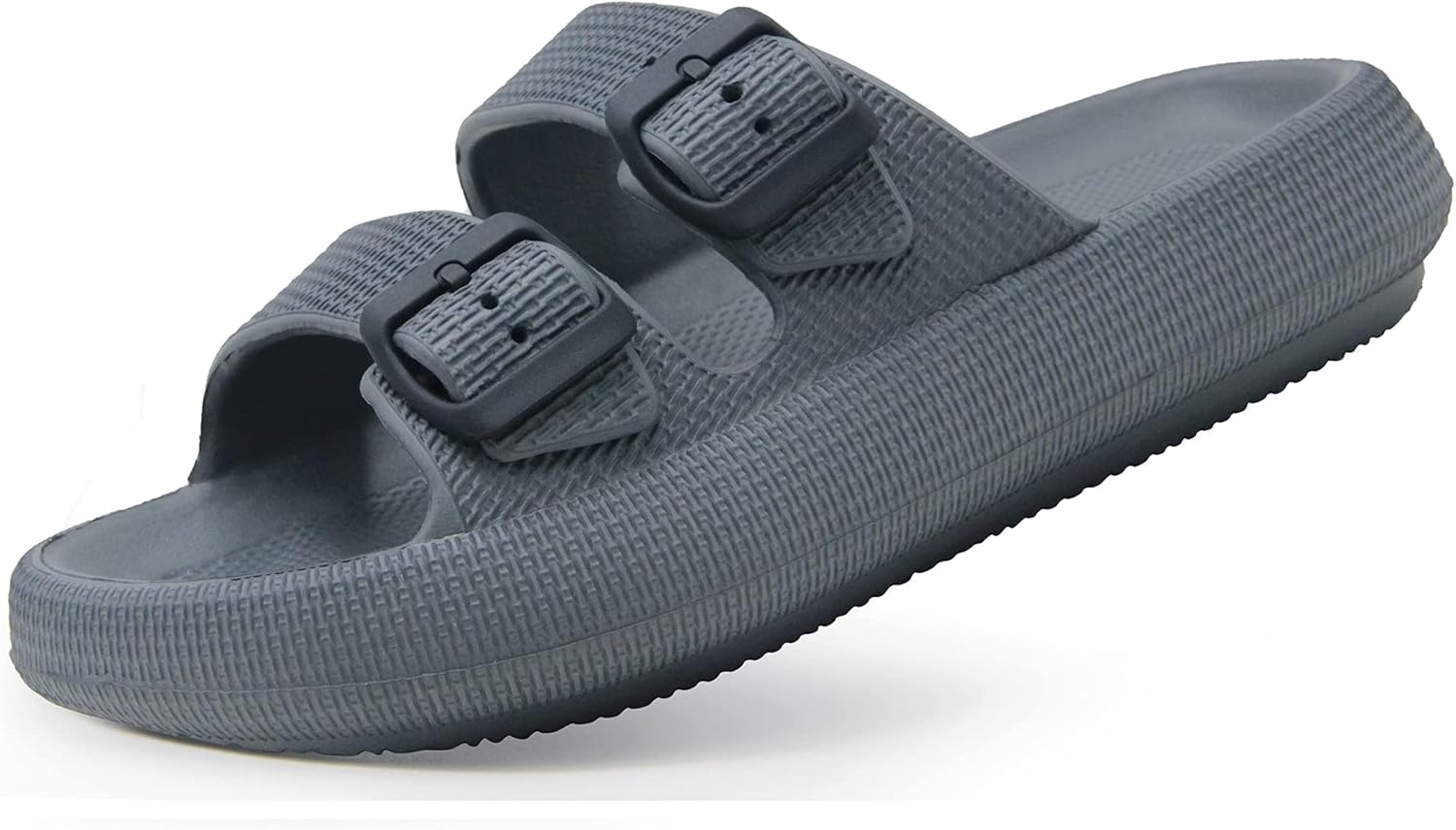 

Домашние тапочки Asifn для женщин и мужчин, босоножки для душа и пляжа, мягкая подошва, толстая пена, двойная пряжка, регулируемая обувь для улицы, серый