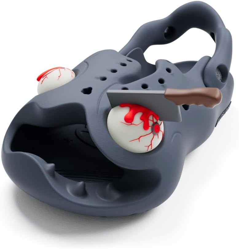 

Сандалии Hello Slippers Mr Skully Slides, с изображением черепа. Супермягкие, экологичные, из материала EVA, обувь Cloud для женщин и мужчин, для дома и улицы, Dark Slate (Chopper Zombie)