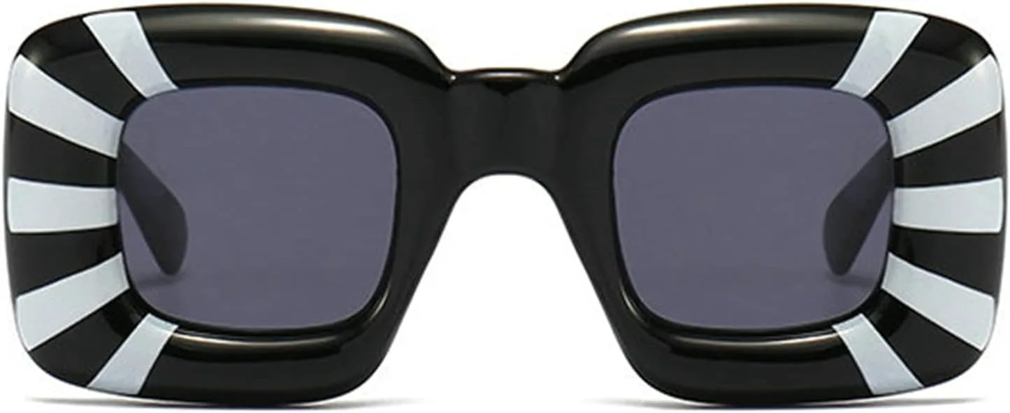 

Солнцезащитные очки Willochra Y2K конфетного цвета для женщин, футуристические, модные, с толстой оправой, для мужчин, в стиле панк, 2pcs-black White&red