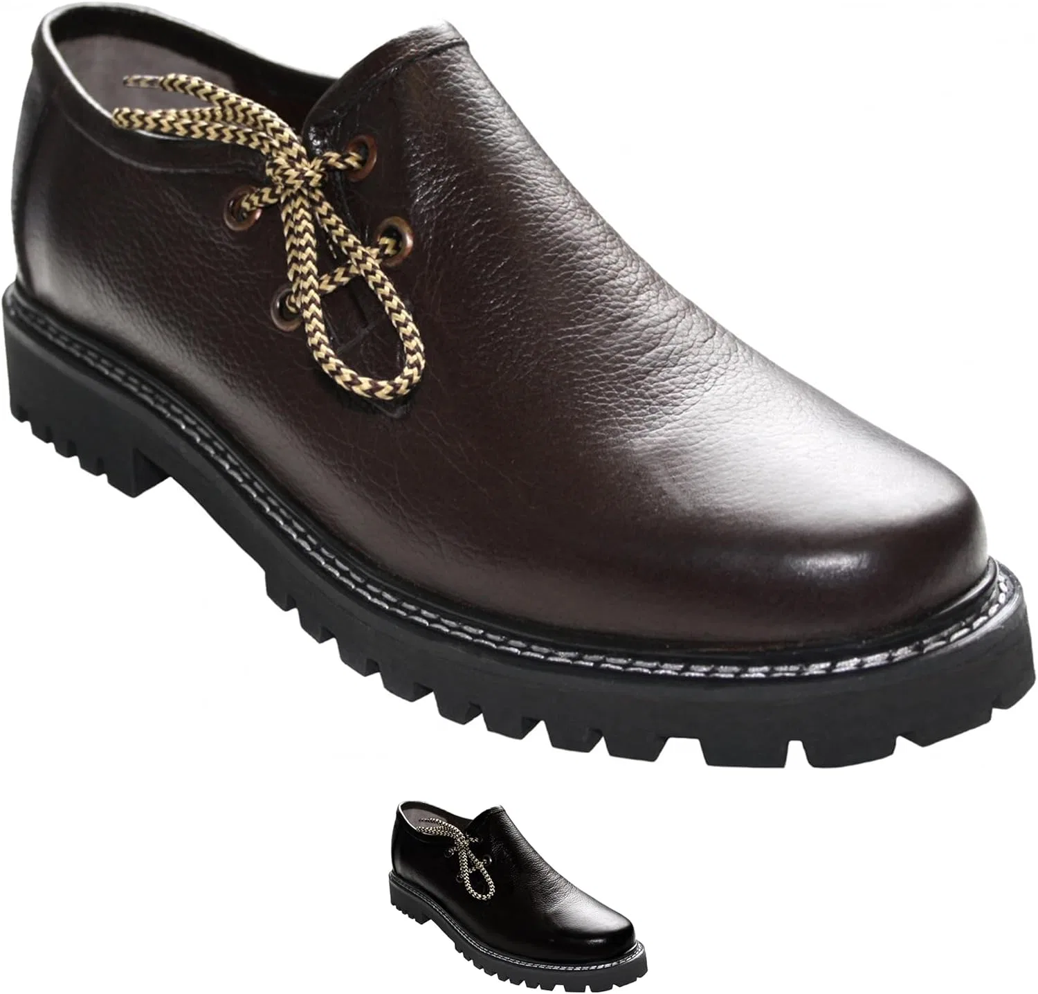 Немецкая одежда, традиционные туфли Haferlschuhe, оригинальная ручная работа, гладкая кожа German Wear, Dark Brown — фото 2