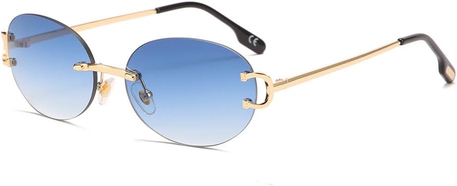 

Ретро-солнцезащитные очки овальной формы без оправы для женщин и мужчин, модные винтажные синие солнцезащитные очки без оправы, маленькие круглые солнцезащитные очки HVTVTLA, C6