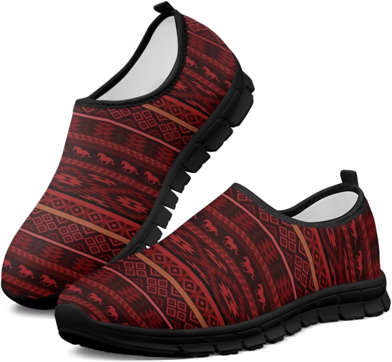 

Мужские слипоны Howilath Western Tribal Aztec, повседневная обувь, кроссовки для бега, дышащие, без застежек, красный