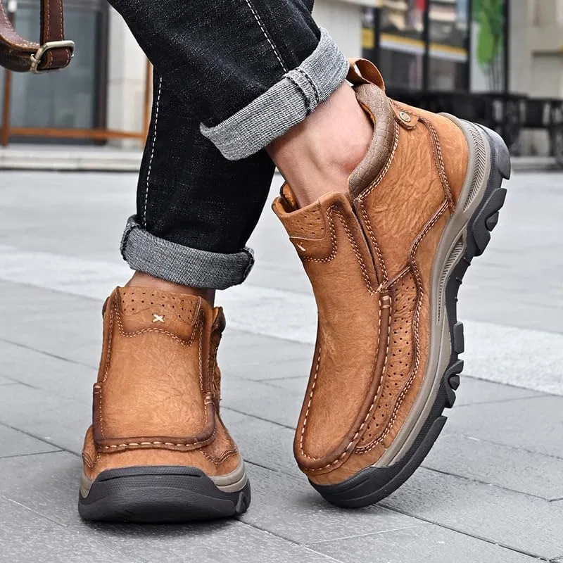 Мужские лоферы из натуральной кожи, коричневые DMGYCK — фото 2