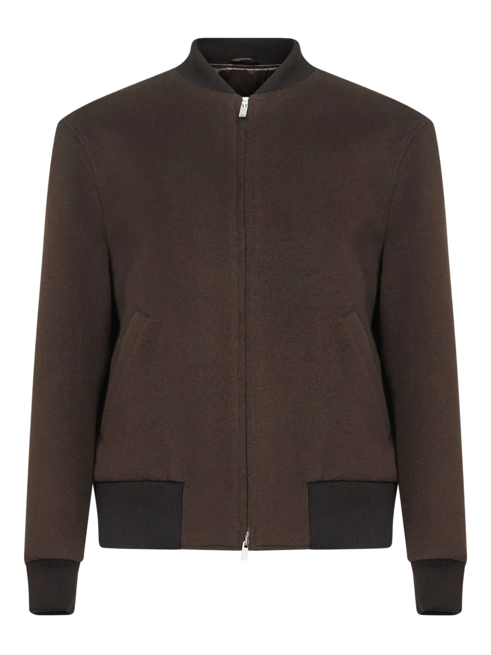 

Бомбер на молнии из чистой шерсти Lardini, коричневый