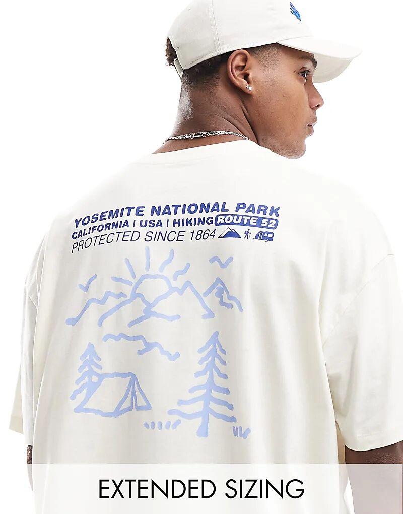 

Футболка оверсайз в кремово-белом цвете с принтом на спине ASOS DESIGN