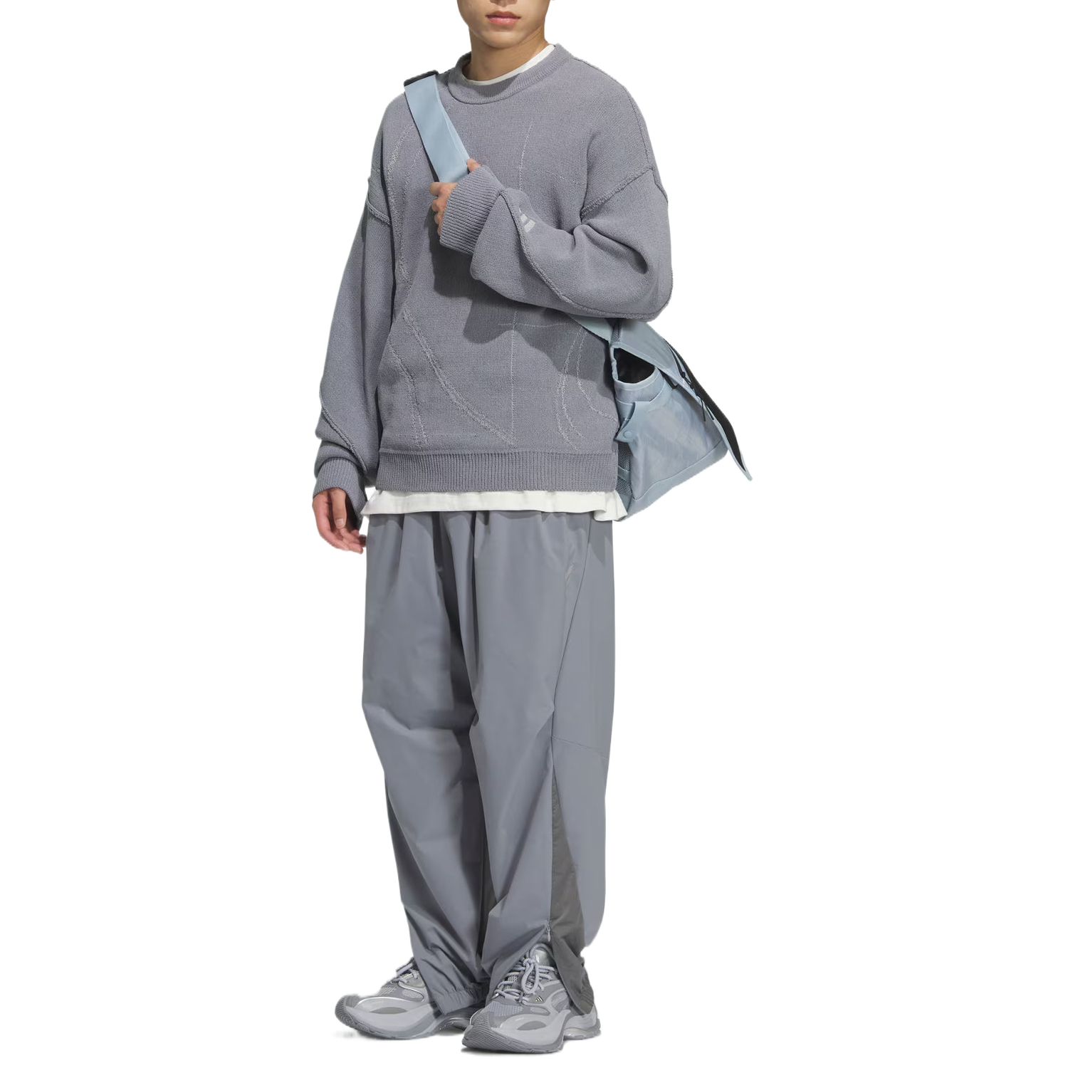 Футболка FOS Knitwear мужская светло-серая Adidas, светло-серый — фото 4