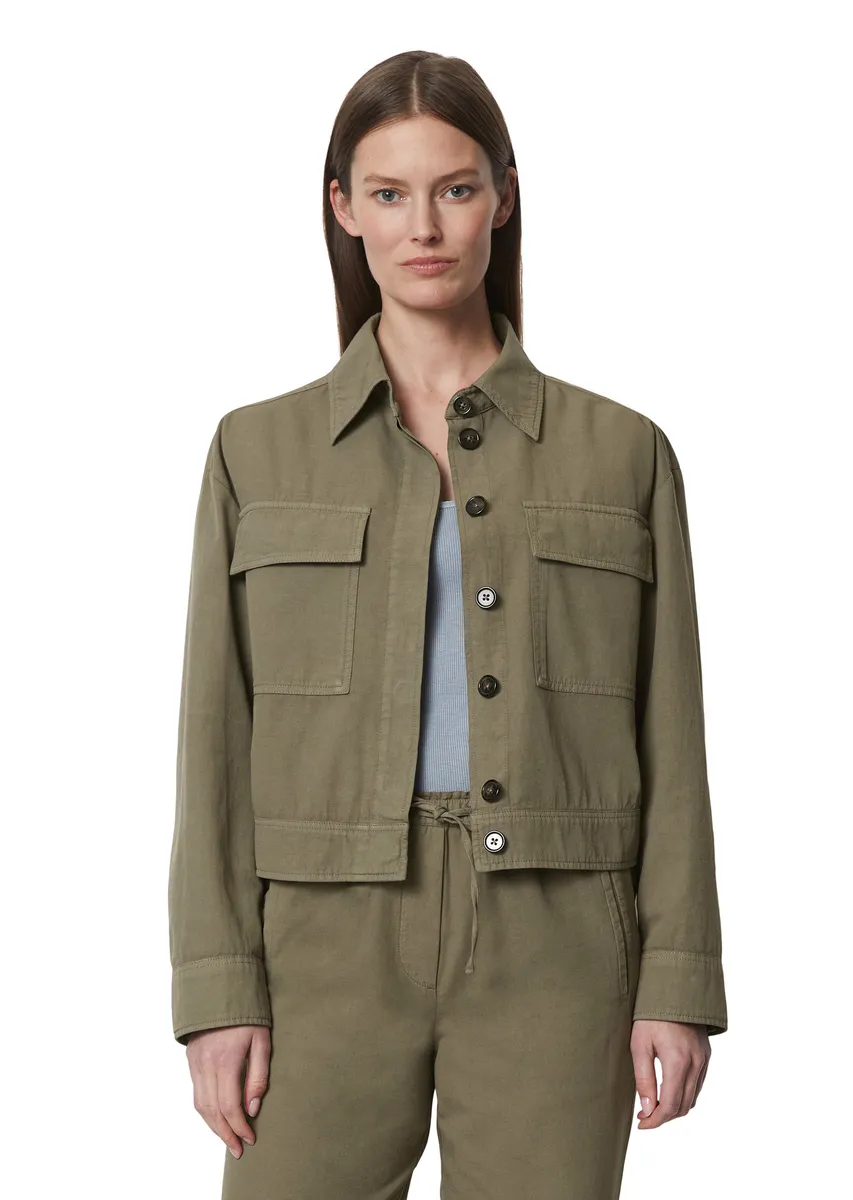 

Короткая куртка Marc O'Polo из смеси органического хлопка и льна, без капюшона, коричневый