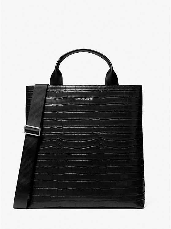

Сумка-тоут Hudson из тисненой кожи крокодила Michael Kors, черный