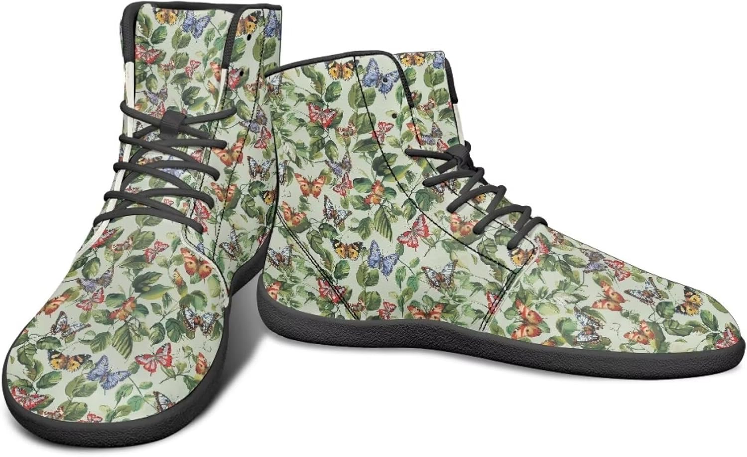 

Высокие кеды с узором бабочек, обувь типа босоножек с нулевым перепадом, широкие для мужчин - кроссовки с резиновой подошвой Watdotory, Butterfly Leaf Design