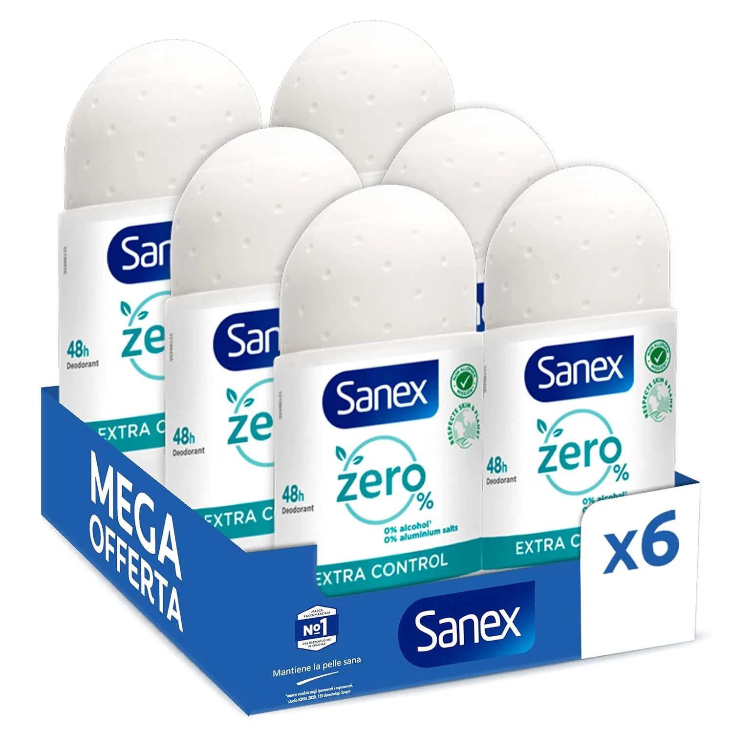 Дезодорант-ролик Sanex Zero% Extra Control 48h Protection 50 мл (6 шт.) Sanex