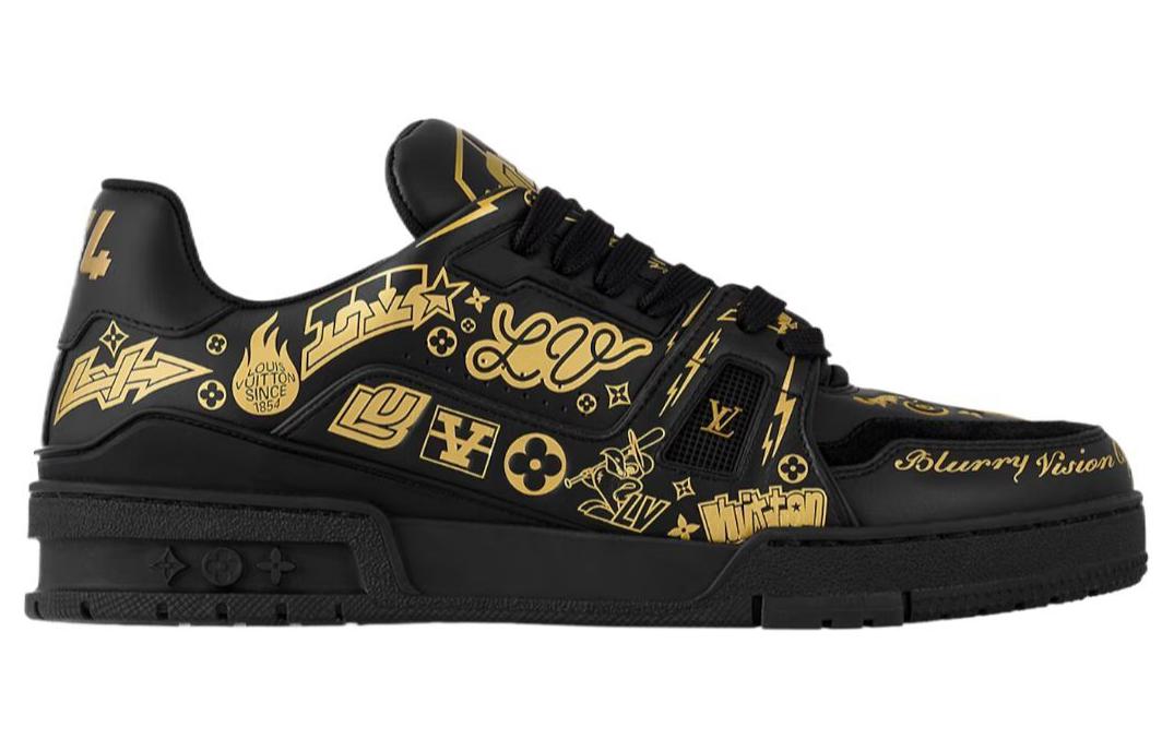 LOUIS VUITTON Тренировочные кроссовки low top для скейтбординга мужские black gold — фото 3
