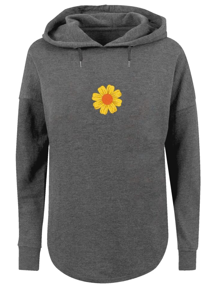 

Пуловер emoji couture Oversized Hoodie Golden diamonds flower orange center, цвет charcoal