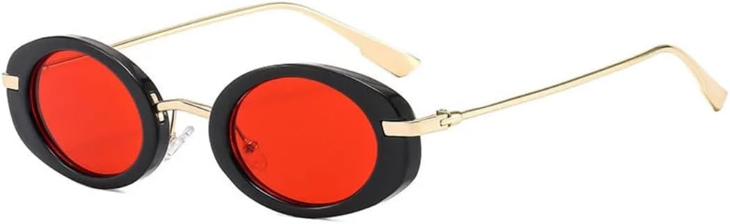 

Солнцезащитные очки с защитой UV400 | Овальная металлическая оправа в стиле панк | для женщин и мужчин, для занятий спортом на открытом воздухе и вождения DSVIGF, Black-red