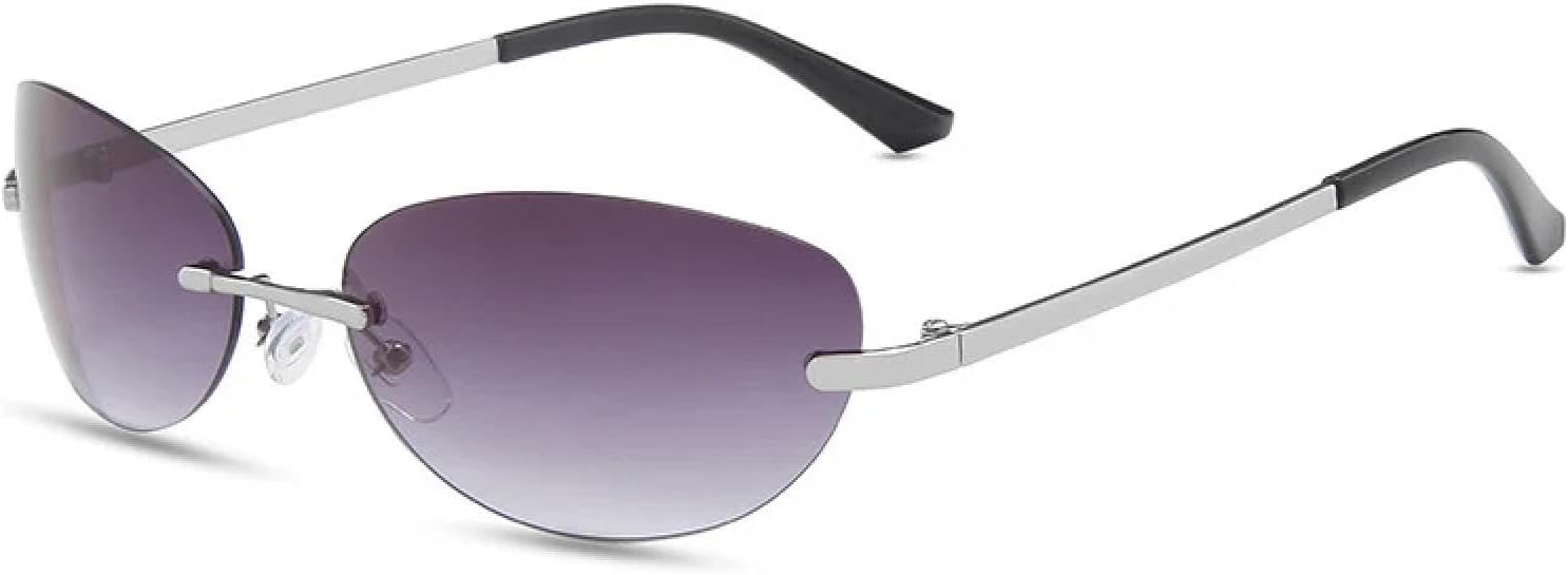 

Винтажные металлические солнцезащитные очки «кошачий глаз» без оправы, популярные для женщин и мужчин, в стиле панк, роскошные, с защитой от ультрафиолета UV400 TKKTLLT, Silver-gray