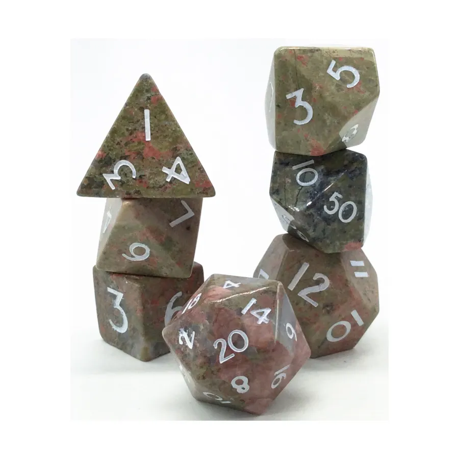 

Набор Poly — Unakite Jasper с белым (7), Semi Precious Stone Dice (Level Up Dice)