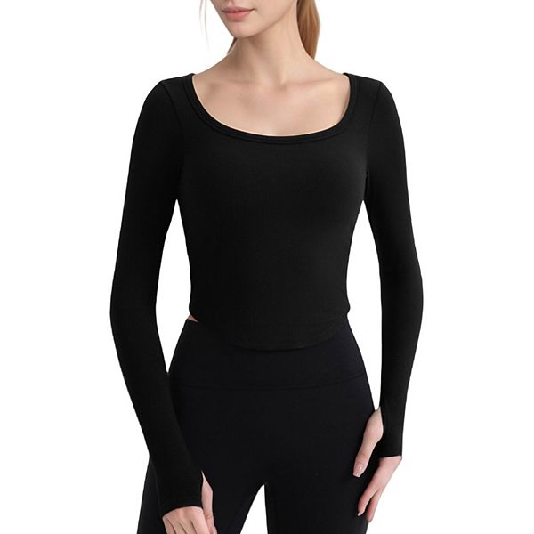 

Женский лонгслив с глубоким вырезом лодочкой и облегающим кроем Anna-Kaci, Black