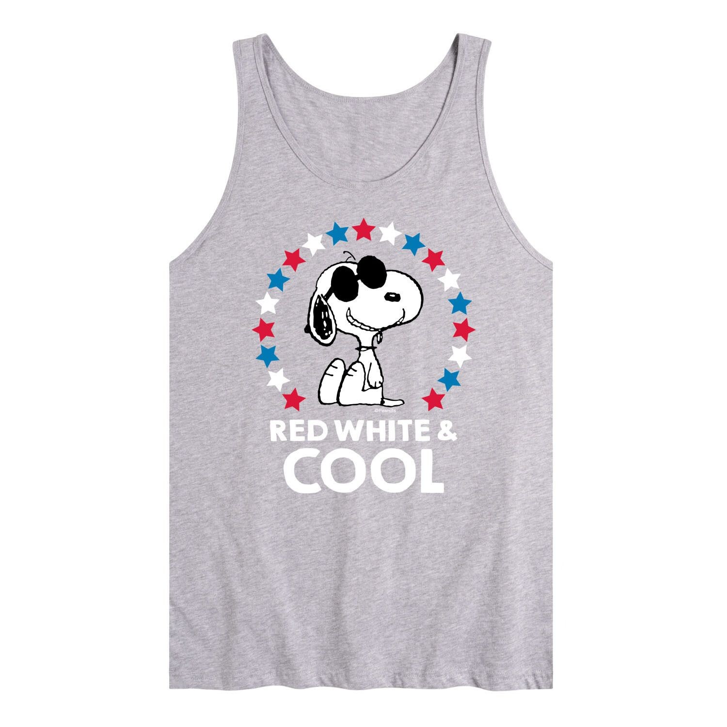 

Мужская майка Peanuts Snoopy красно-белая с крутым рисунком Americana Licensed Character