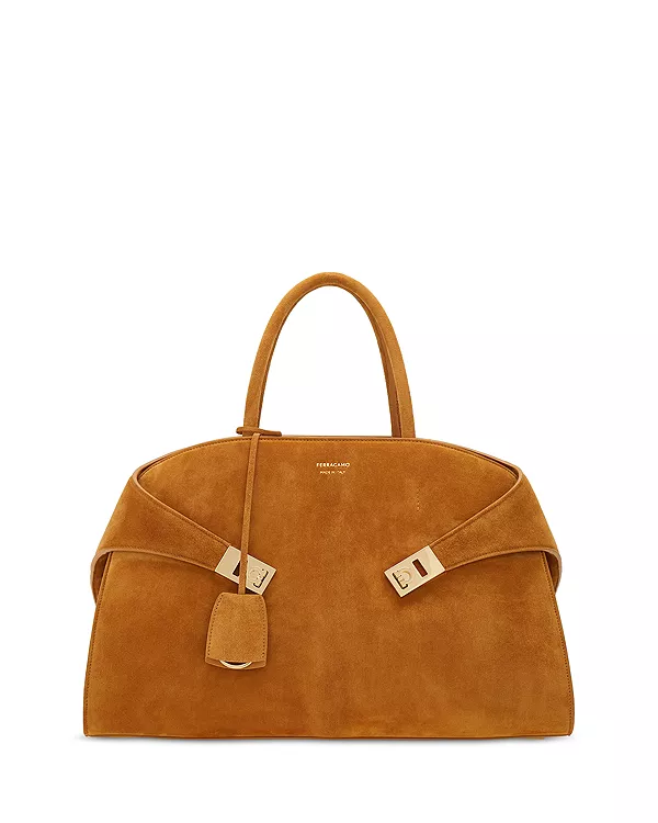 

Средняя замшевая сумка-обнимашка Ferragamo, коричневый