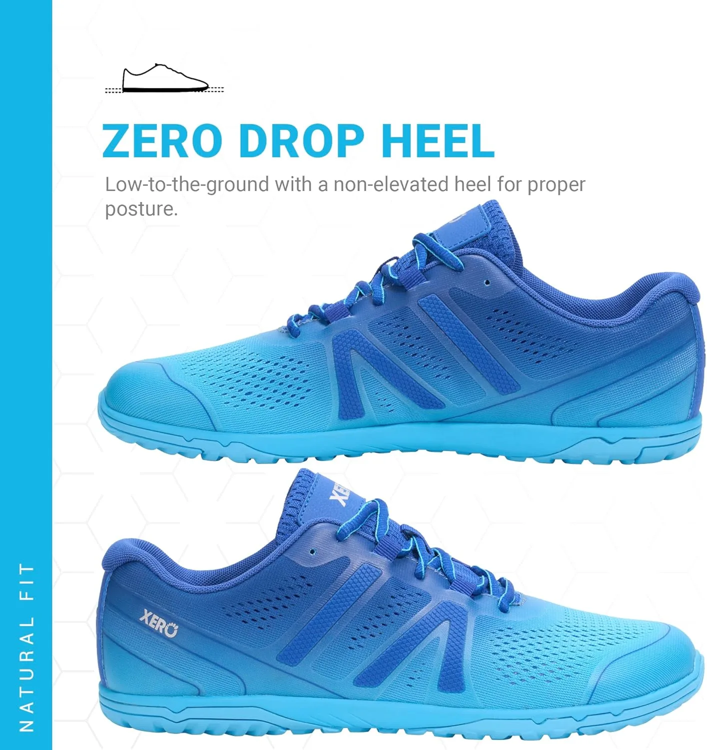 Мужские беговые кроссовки Xero Shoes HFS II - обувь без каблука, легкие кроссовки, создающие ощущение ходьбы босиком, синий — фото 3