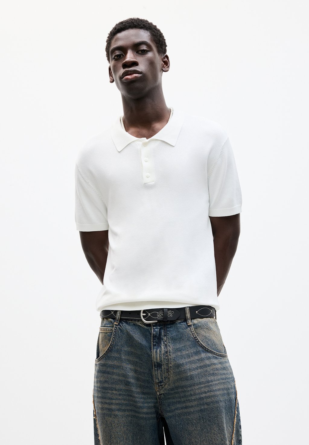 

Поло SHORT SLEEVE PULL&BEAR, белый