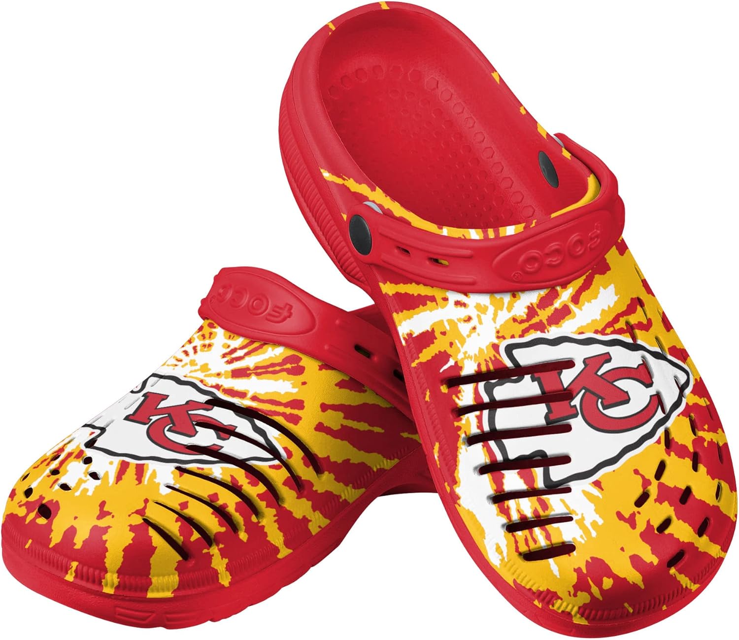 

Садовые водные сандалии с ремешком FOCO для мужчин с логотипом команды NFL в стиле тай-дай, Kansas City Chiefs Tie-dye